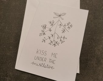 Weihnachtskarte „Mistelzweig“ – Weihnachten, Kiss me under the mistletoe