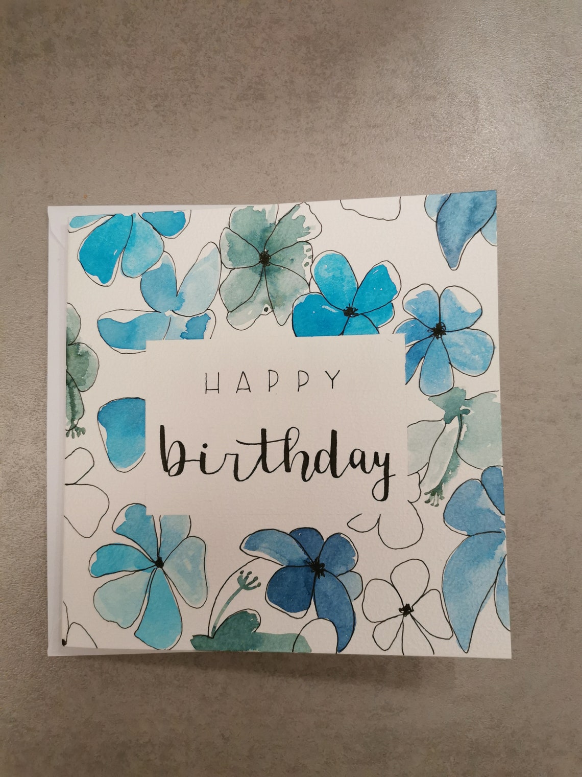 Karte mit Aquarell-Blumen Happy Birthday Geburtstag - Etsy.de