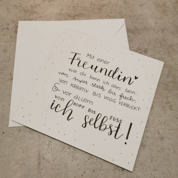 Karte mit Handlettering Spruch Freundin Geburtstag Etsy Österreich