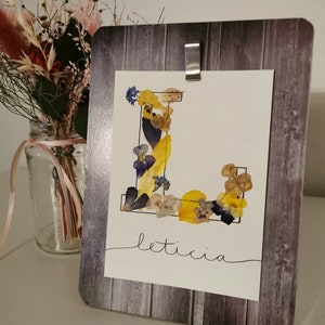 Cuadro personalizado: letra de flores con nombre, cuadro de pared, póster con nombre