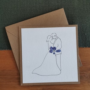 Carte avec fleurs séchées « Couple » – mariage, félicitations, salutations