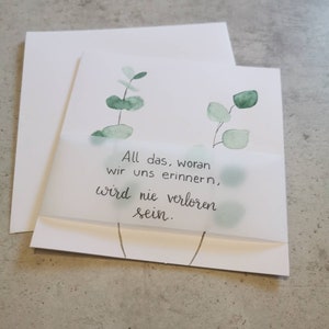 Carte de deuil « Souvenirs » – Carte de deuil, condoléances, sympathie
