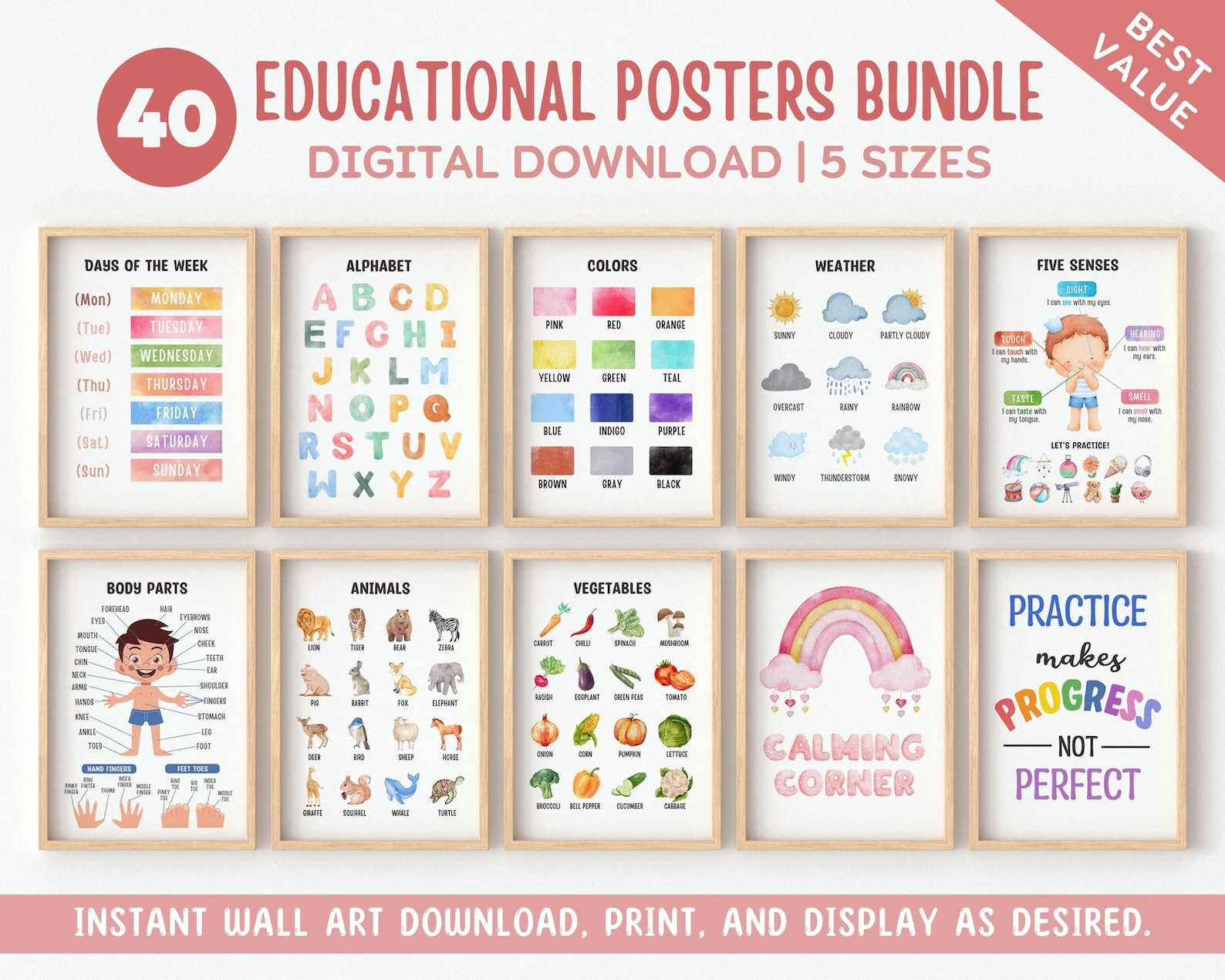 40 Educational Posters Bundle, Classroom Decor, Homeschool Printables ... How to Buy Educational Posters for Classroom Decoration