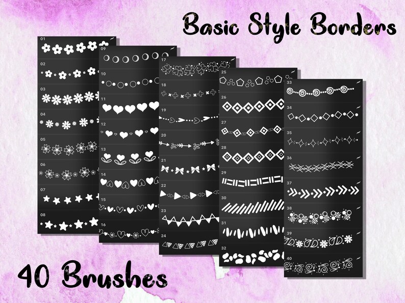 40 Border Brushes for Procreate Basic Style Etsy