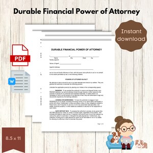 Durable Financial Power of Attorney, Care for Elderly, Editable  Word Doc, Printable, PDF Legal Document