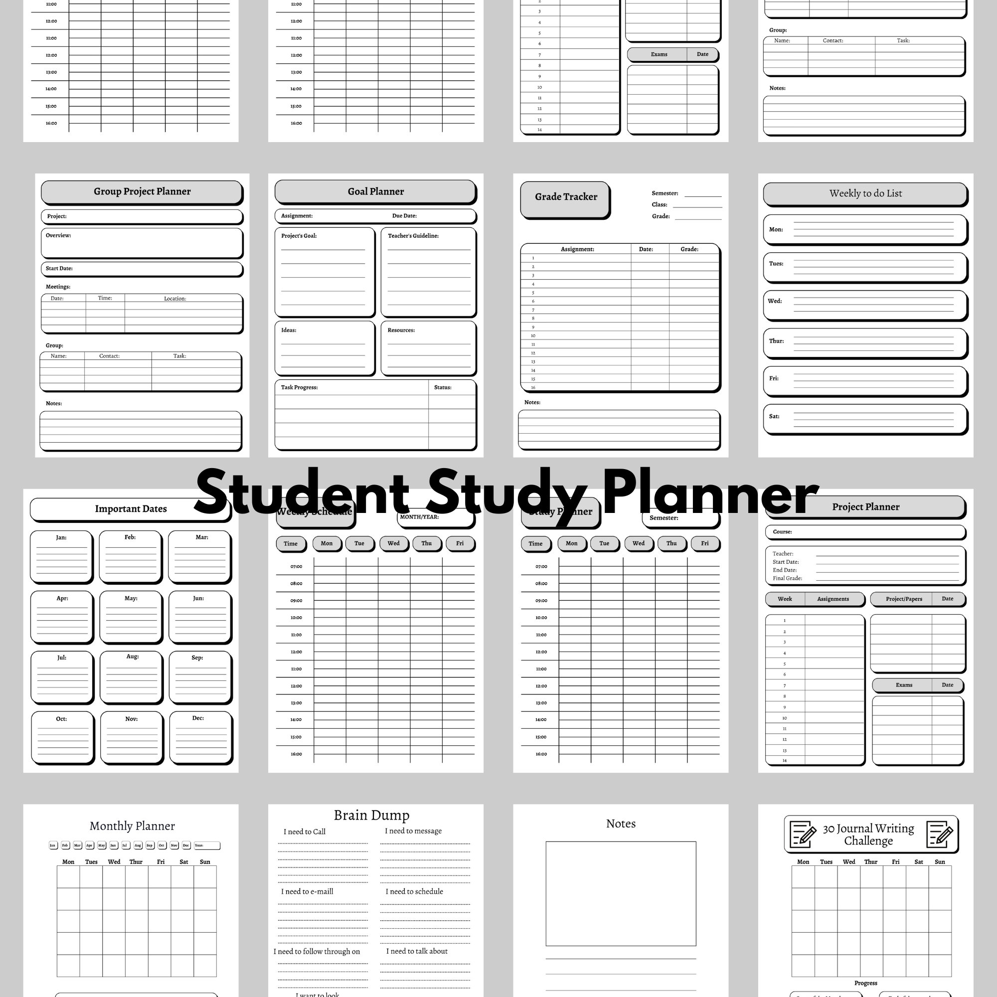 ADHD Planner PDF Digital Download Printable ADHD Student Planner ...