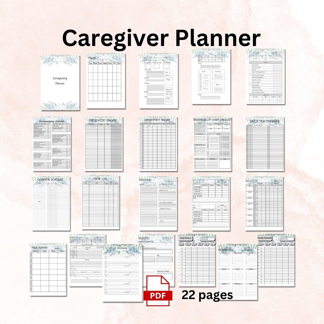 Caregiver Planner Home Aide Tracker Sheet Care for Elderly - Etsy