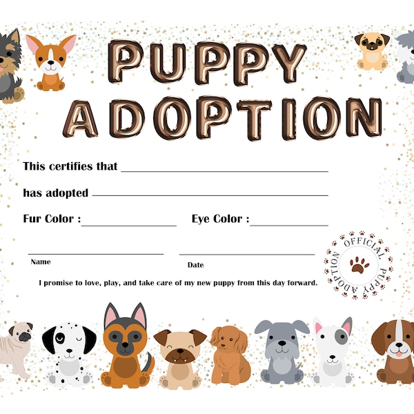 Puppy Adoption - Etsy