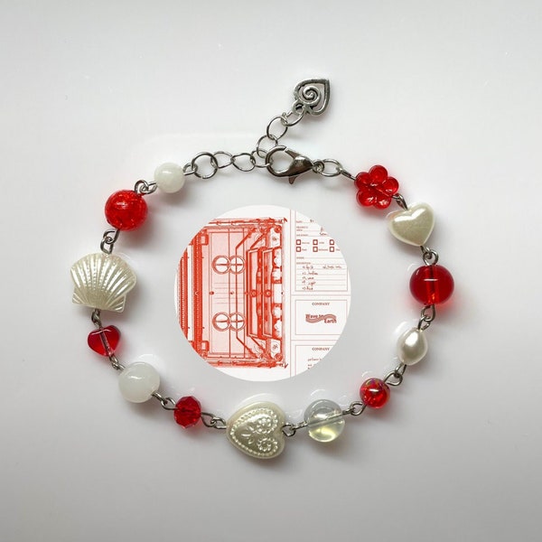 Wave to Earth Handmade Bracelet | Red | Beaded Charm Bracelet | Y2K Bracelet | Y2K Jewelry