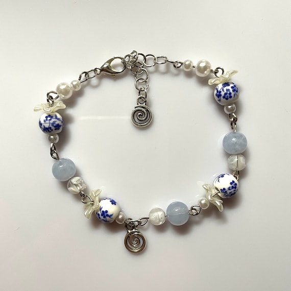 送税込【CRAFTD London】Iced Beaded Real Pearl Bracelet (2色) Men's Diamond Bead Pearl Bracelet (Gold) | CRAFTD London