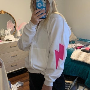 Smiley Face Lightning Bolt Full Zip-Up Hoodie