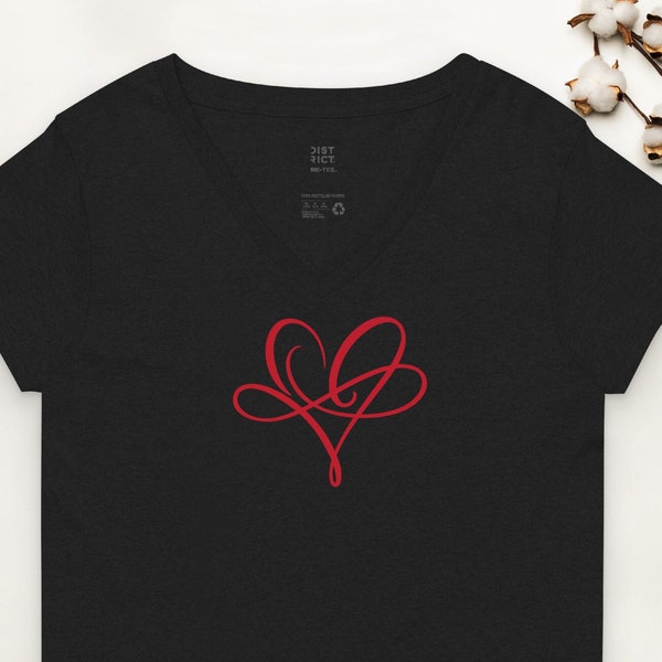 Infinity, Heart, Valentine's Day, Gift For Her, Women's Recycled v-neck t-shirt, Eco-Friendly