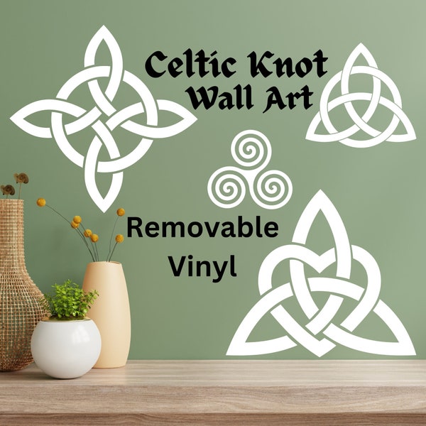 Celtic Wall Art, Vinyl Decal, Removable, Trinity, Seasons, Spiral, Irish Symbols
