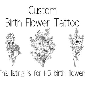 Custom Birth Flower Bouquet Tattoo Design