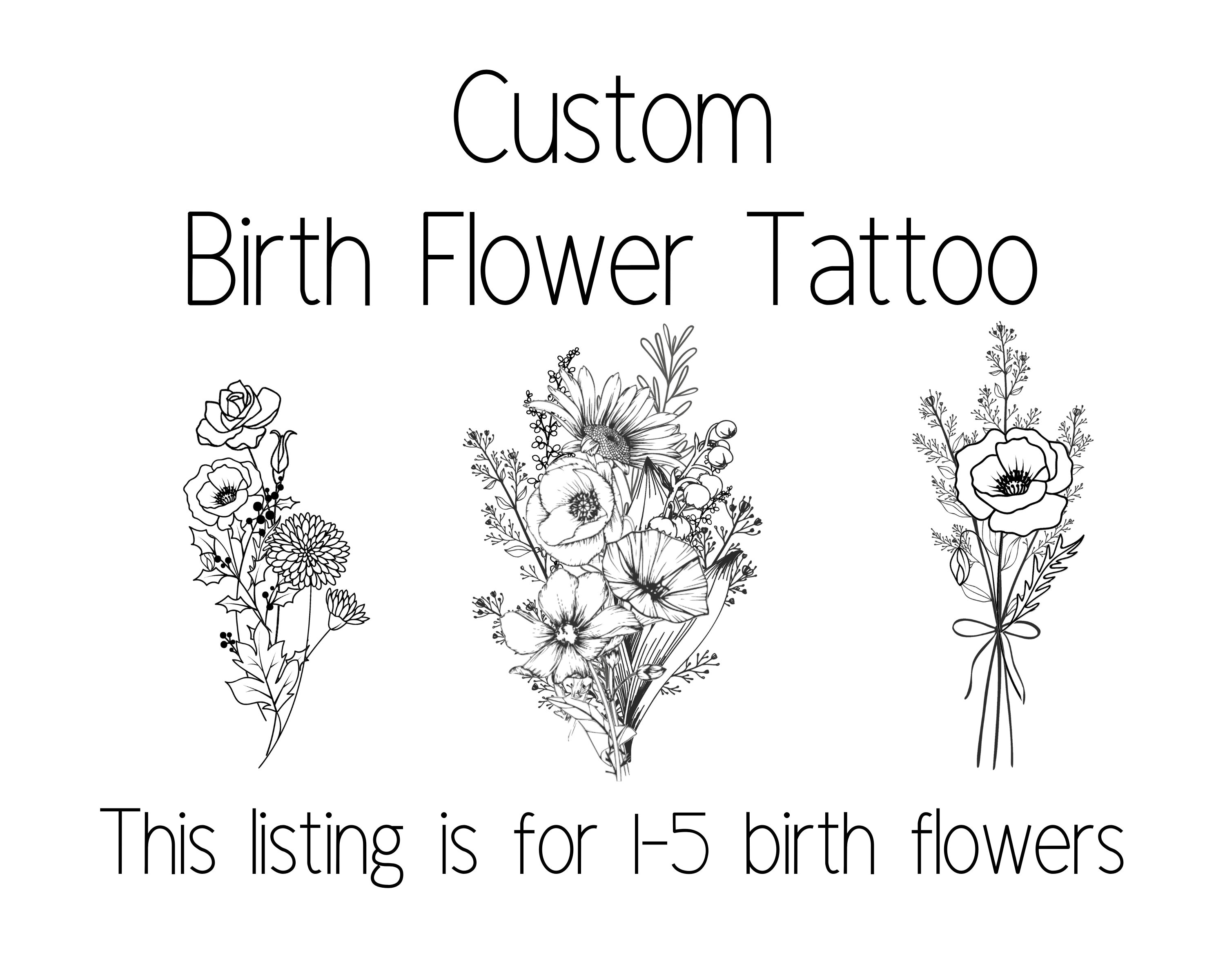 Custom Birth Flower Tattoo Design Birth Flower Bouquet Etsy Israel