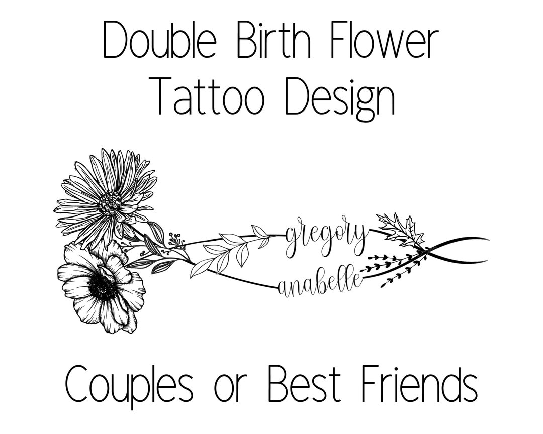 Birth Flower Tattoo Design for Couples or Best Friends - Etsy