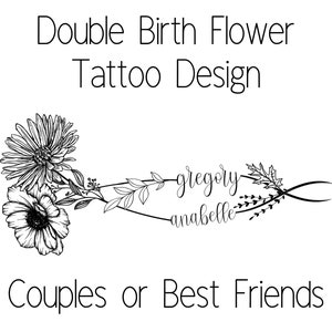 Birth Flower Tattoo Design for couples or best friends