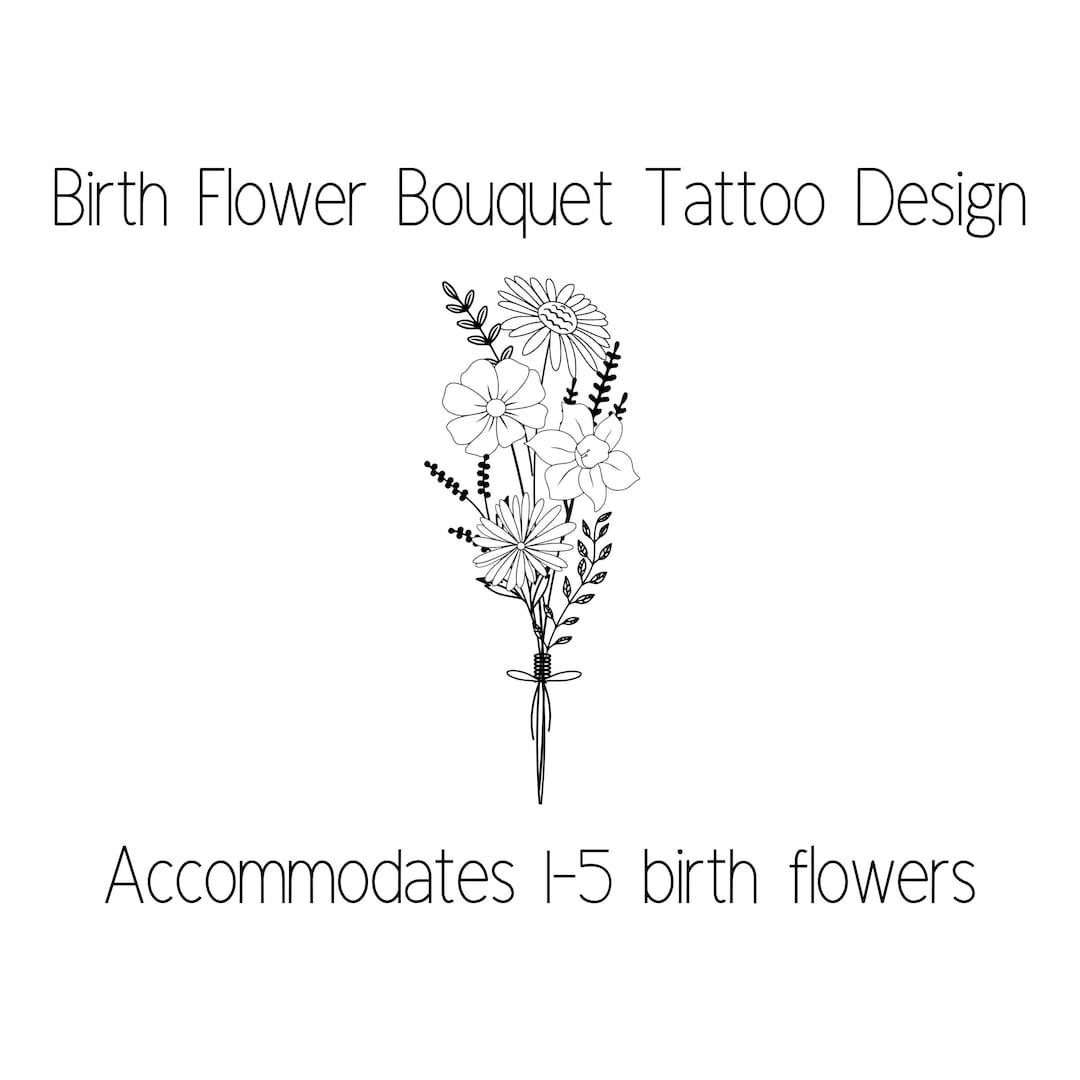 Birth Flower Bouquet Tattoo Design - Etsy