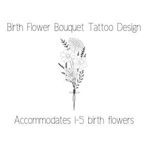 Birth Flower Bouquet Tattoo Design