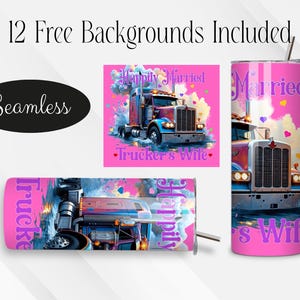 Truck Drivers Wife 20 oz Skinny Straight Hot Pink High-Resolution Sublimation Tumbler Wrap Unlimited Commercial Use PNG