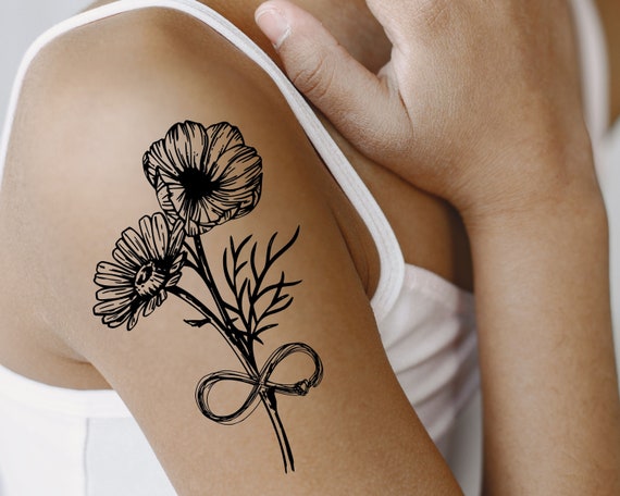 Birth Flower Tattoo Design Includes Two Birth Flowers of Your - Etsy Birth Flower Tattoo Design Includes Two Birth Flowers of Your - Etsy