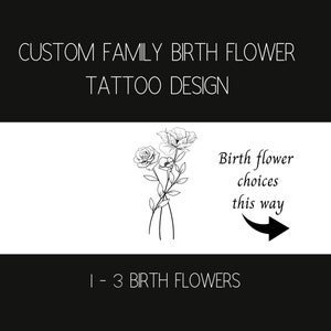 Kundenspezifisches Geburtsblumen-Tätowier-Design, für 1 - 3 Geburtsblumen
