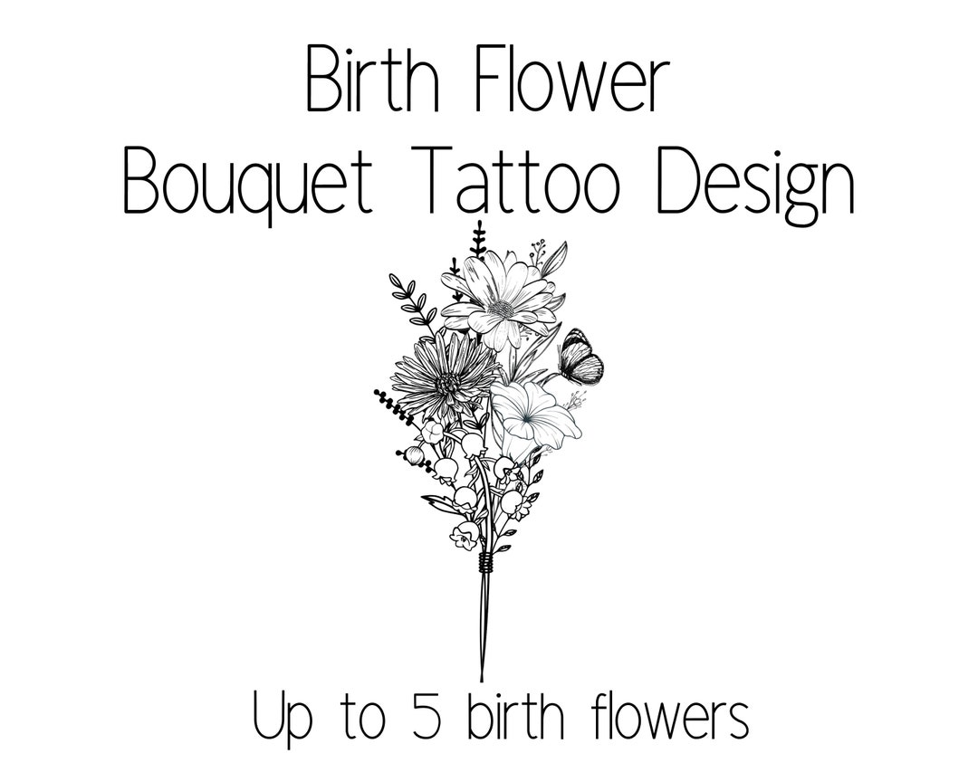 Family Birth Flower Bouquet Tattoo Design - Etsy