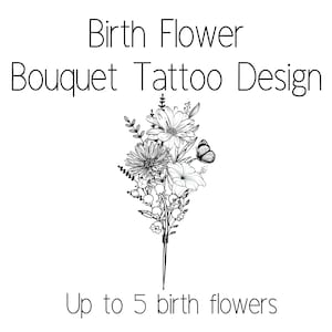 Familie Geburt Blumenstrauß Tattoo Design