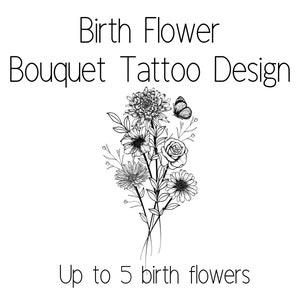 Birth Flower Wispy Bouquet Tattoo Design