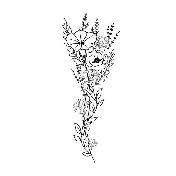 Custom Birth Flower Tattoo Design, Holds up to 2 flowers