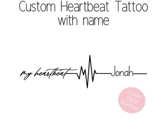 Custom heartbeat tattoo with names