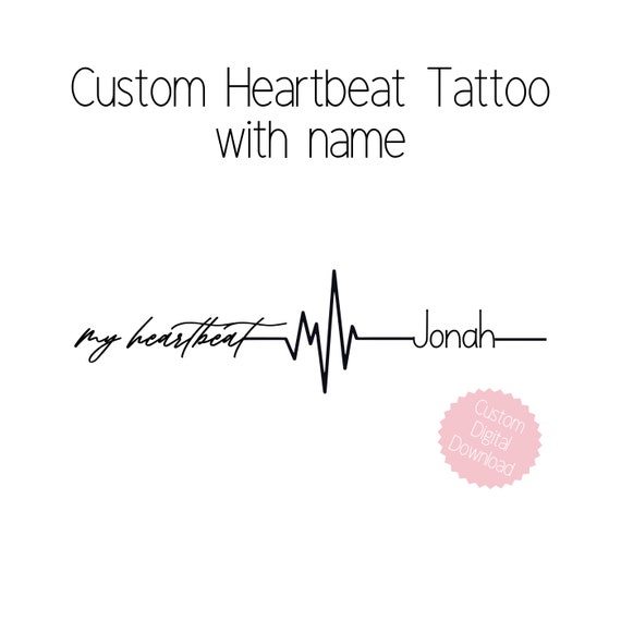 Blue & Black Heartbeat Tattoos - I Love You/ Love Hearts / Heartbeat Tattoos  