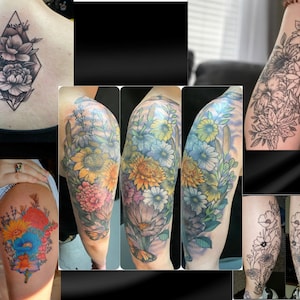 Custom Wildflower Birth Flower Tattoo Design, Birth Flower Bouquet, Family Birth Flower Design