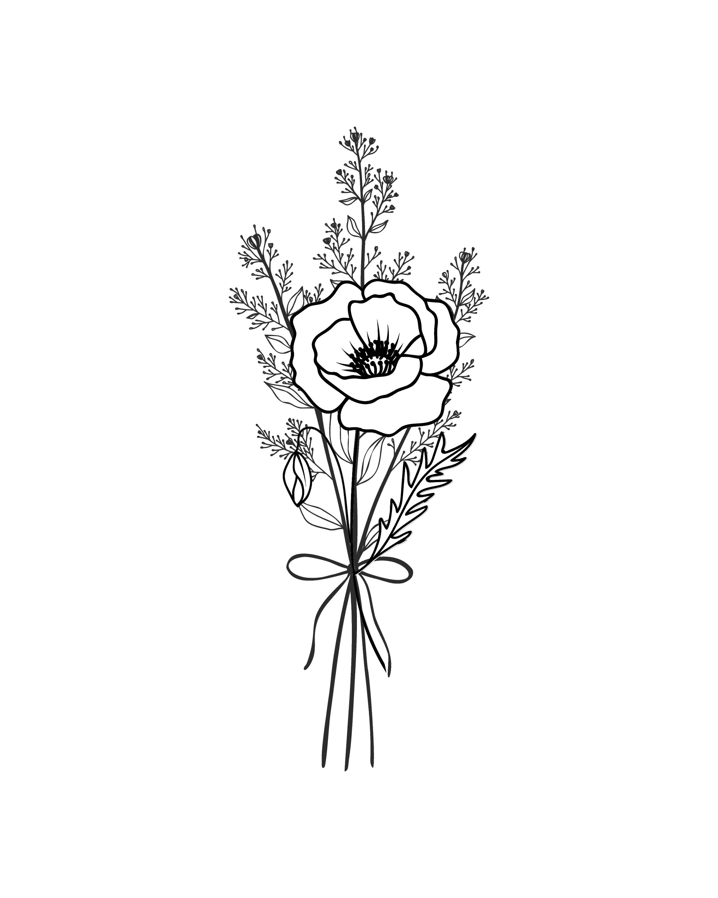 Geburtsblumen Tattoo Design Geburtsblume Blumenstrauß Etsy