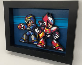 Mega Man X 3D Shadow Box!  SNES Zero and Mega Man hanging or desktop 3D art.