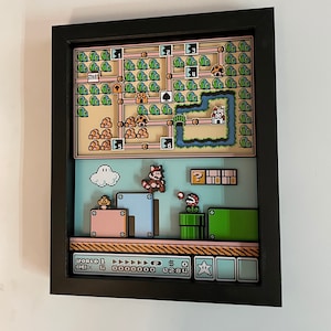 Super Mario Brothers 3 Shadowbox - NES World One - Grass Land !