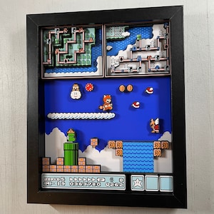 Mario Brothers 3 - NES Sky Land - pudełko 8x10 3D Shadow Box!
