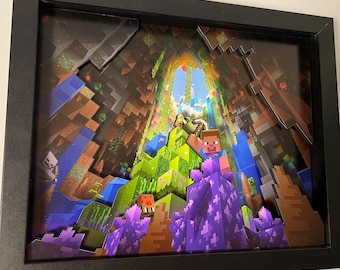 Minecraft - Steve and Alex - 8x10" 3D Shadow Box!