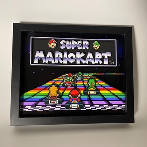スーパーマリオカート - レインボーロード - SNES - 8x10 3D シャドーボックス!