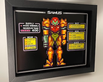 Samus - Metroid - Menú de objetos - ¡Caja de sombras 3D de 8x10!