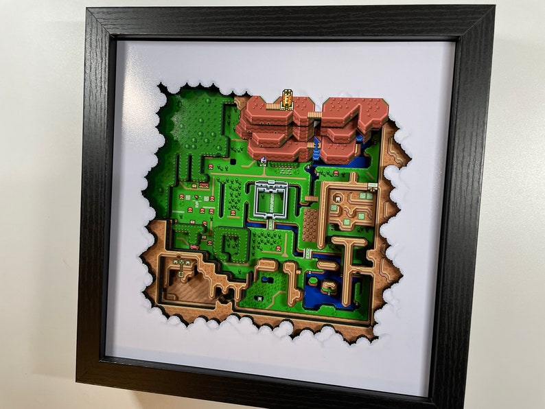 Legend of Zelda: A Link to the Past Hyrule Map The Light World 9x9 3D Shadow Box image 2