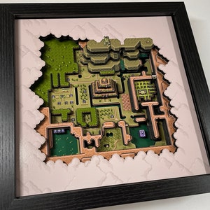 Legend of Zelda: A Link to the Past - Hyrule Map - The Dark World 9x9 3D Shadow Box!