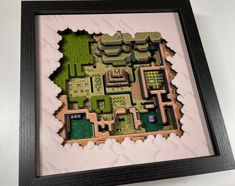 Legend of Zelda: A Link to the Past - Hyrule Map - The Dark World 9x9 3D Shadow Box!