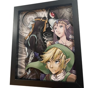 Legend of Zelda - Twilight Princess - Midna Departure - 8x10" 3D Shadow Box!