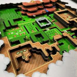 Legend of Zelda: A Link to the Past Hyrule Map The Light World 9x9 3D Shadow Box image 5
