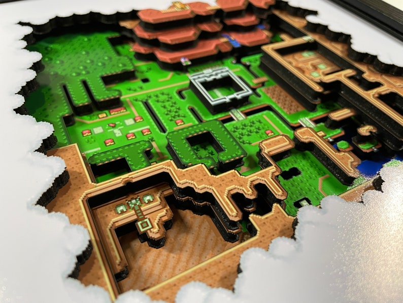 Legend of Zelda: A Link to the Past Hyrule Map The Light World 9x9 3D Shadow Box image 5