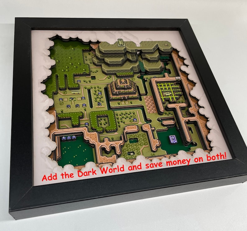 Legend of Zelda: A Link to the Past Hyrule Map The Light World 9x9 3D Shadow Box image 7