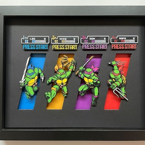 Ninja Turtle Character Select Screen - Classic Turtles Arcade Game 3D Shadow Box!