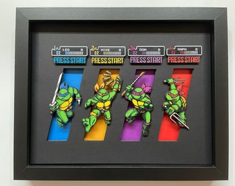 Ninja Turtle Character Select Screen - Classic Turtles Arcade Game 3D Shadow Box!