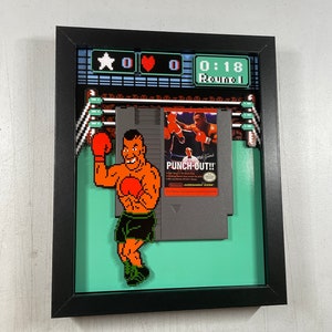 Mike Tyson's Punchout! - Uchwyt na kartridż NES - 8x10" 3D Shadow Box!